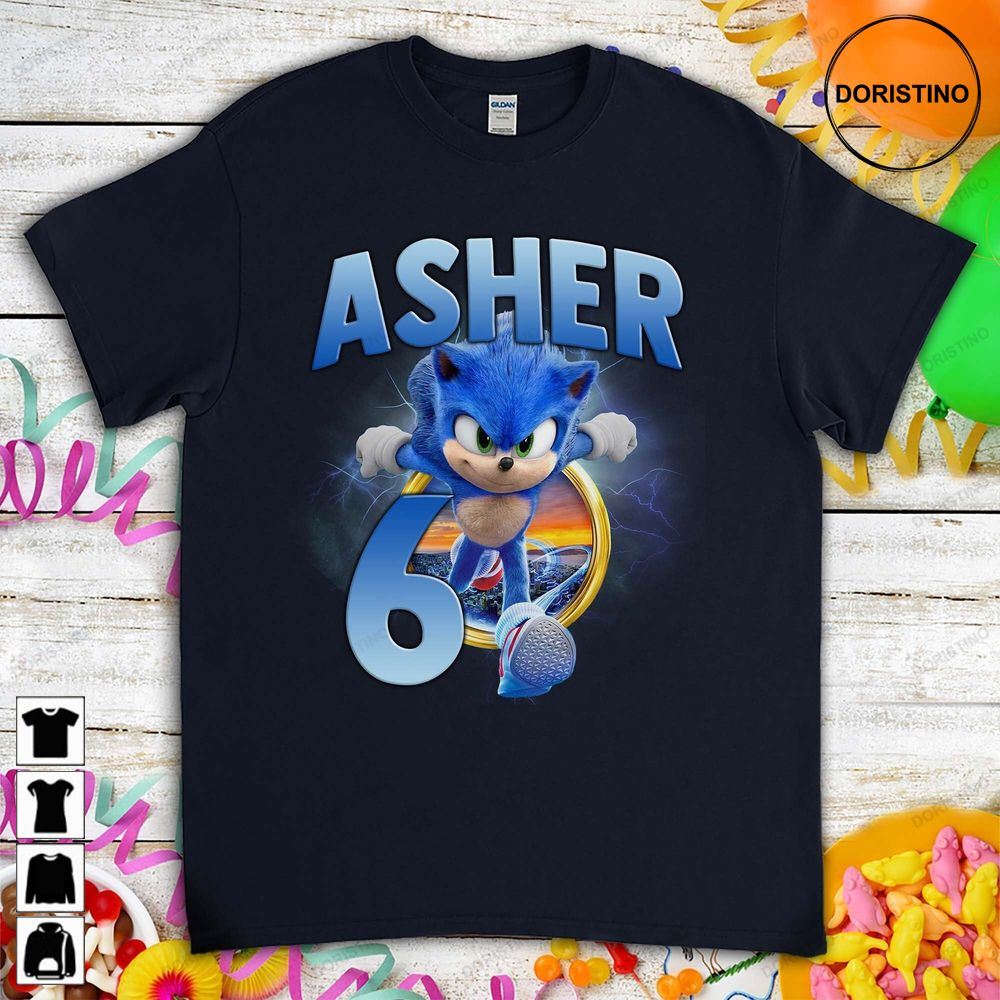 Sonic The Hedgehog Birthday Gift For Gamer Son Daughter Funny Custom Name Birthday For Men Women Boys Girls Awesome Shirts