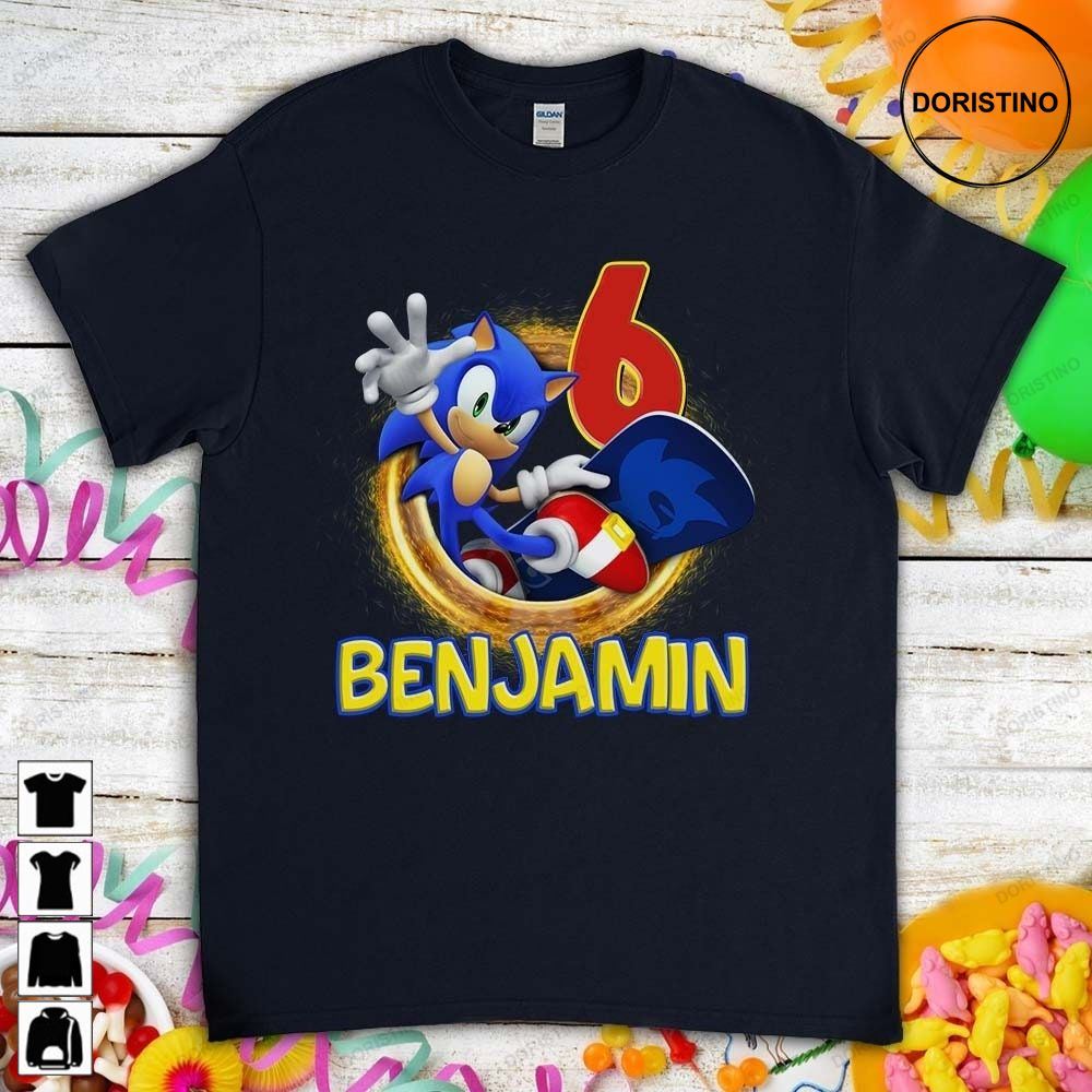 Sonic The Hedgehog Birthday Gift For Gamer Son Daughter Funny Custom Name Unisex For Men Awesome Shirts