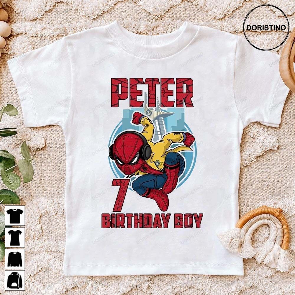 Spider-man Chibi Superhero Personalized Name Birthday For Boy Girl Birthday Gift For Son Daughter Custom Name Awesome Shirts