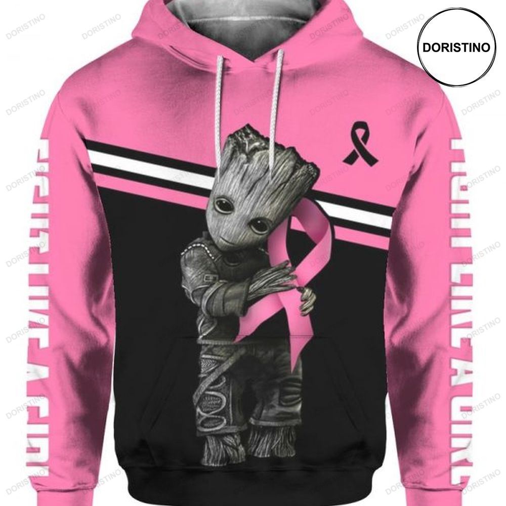 Baby Groot Breast Cancer Awareness All Over Print Hoodie