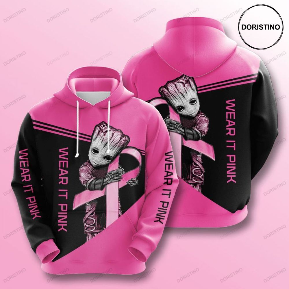 Baby Groot Wear It Pink Breast Cancer Limited Edition 3d Hoodie