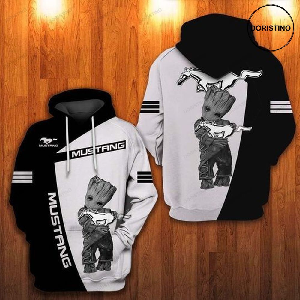 Baby Groot With Mustang Awesome 3D Hoodie