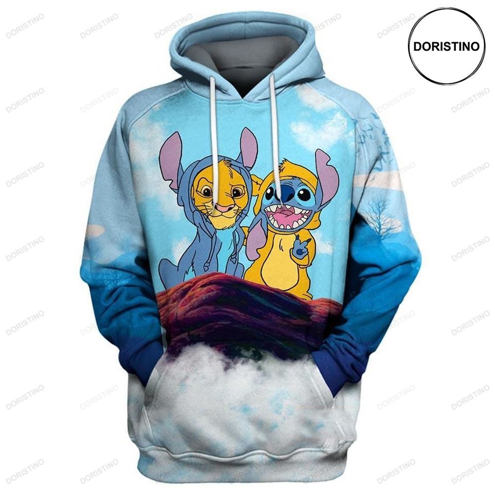 Baby Simba And Stitch Cute Lover Awesome 3D Hoodie