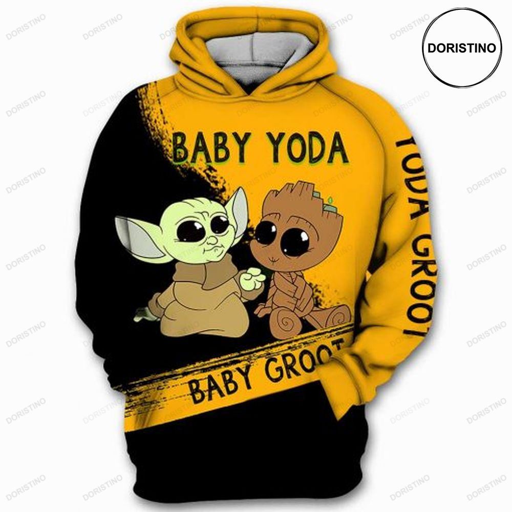 Baby Yoda Baby Groot Awesome 3D Hoodie