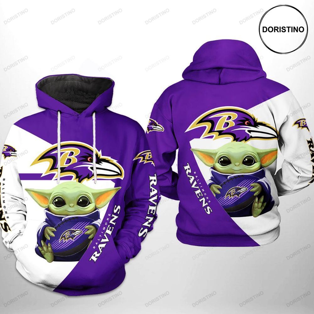Baltimore Ravens Nfl Baby Yoda Team Limited Edition 3d Hoodie