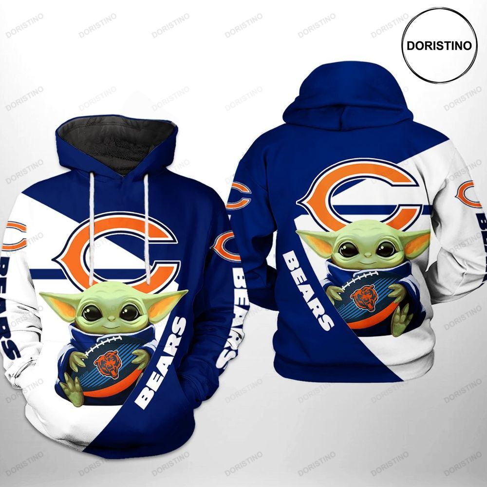 Chicago Bears Nfl Baby Yoda Team Awesome 3D Hoodie