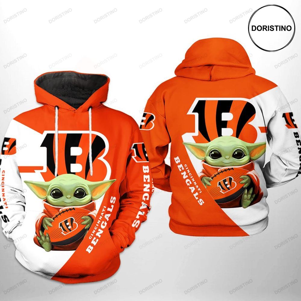 Cincinnati Bengals Nfl Baby Yoda Team Awesome 3D Hoodie