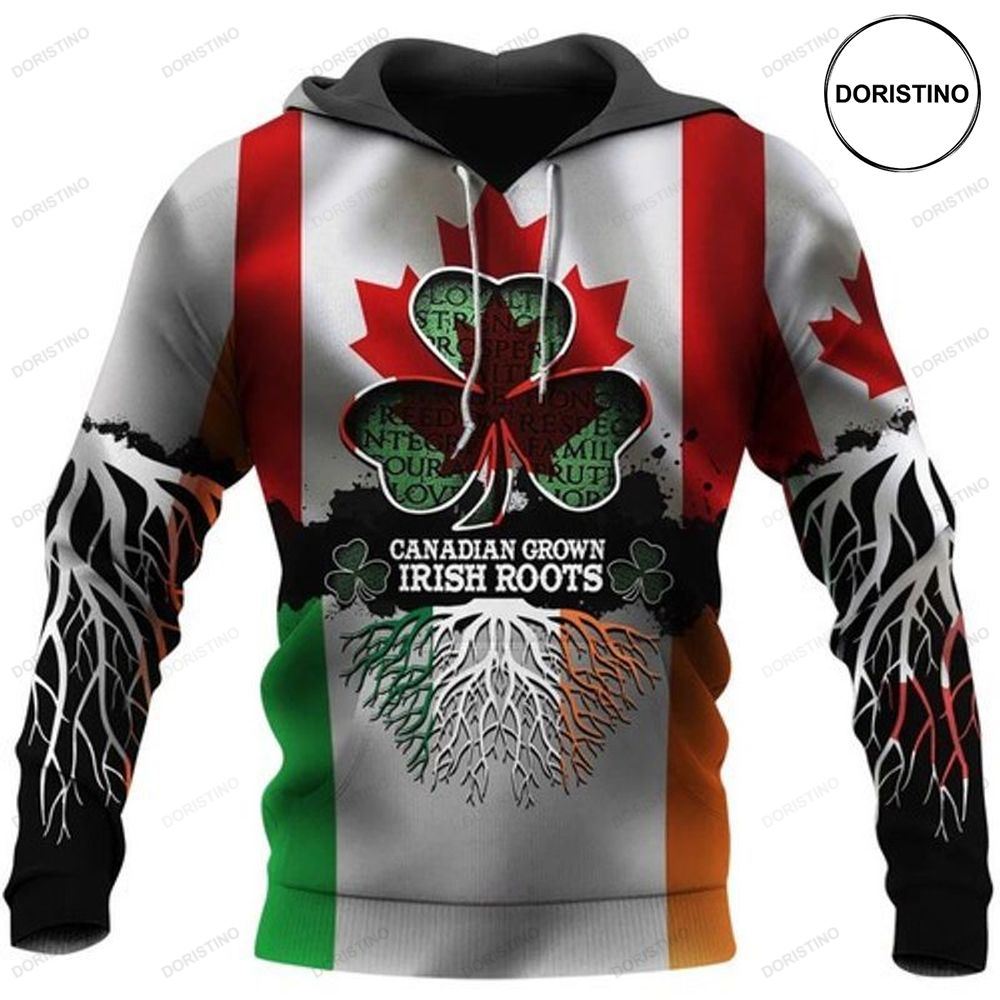Clover Canadian Grown Irish Roots All Over Print Hoodie