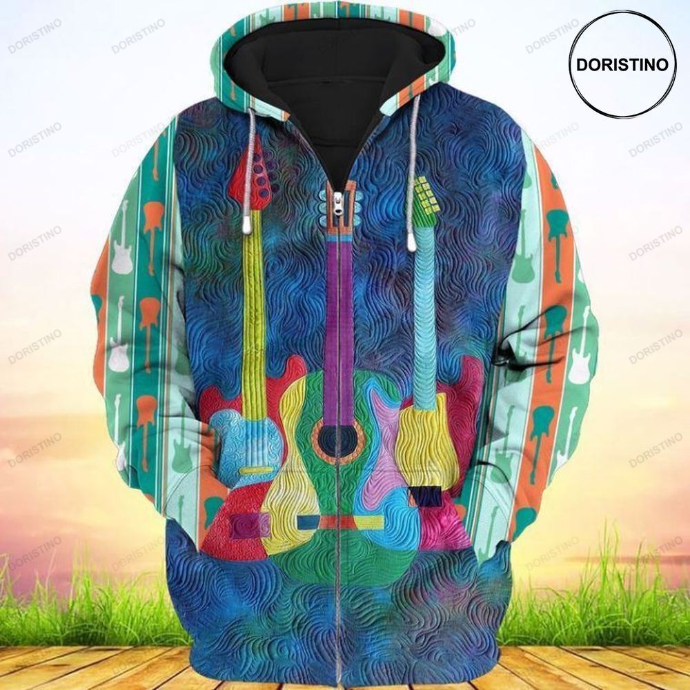 Colorful Electric Guitar All Over Print Hoodie