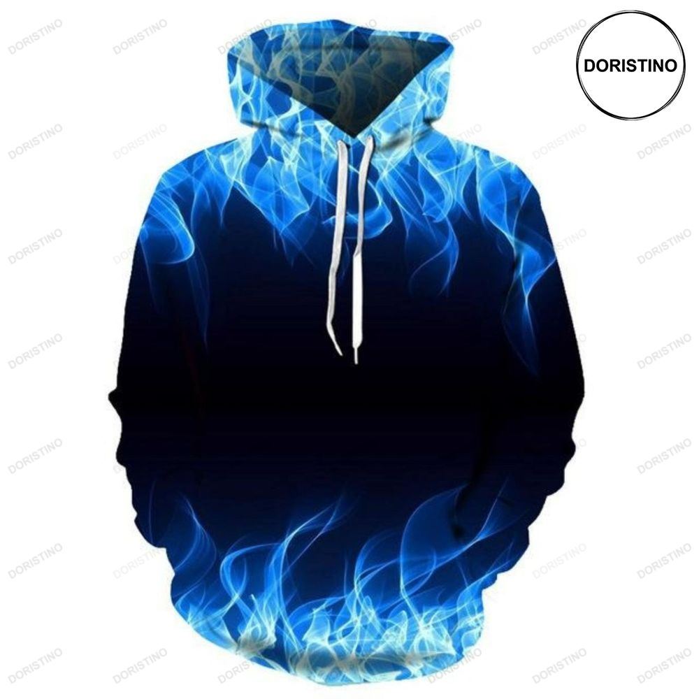Colorful Flame Fire Blue All Over Print Hoodie