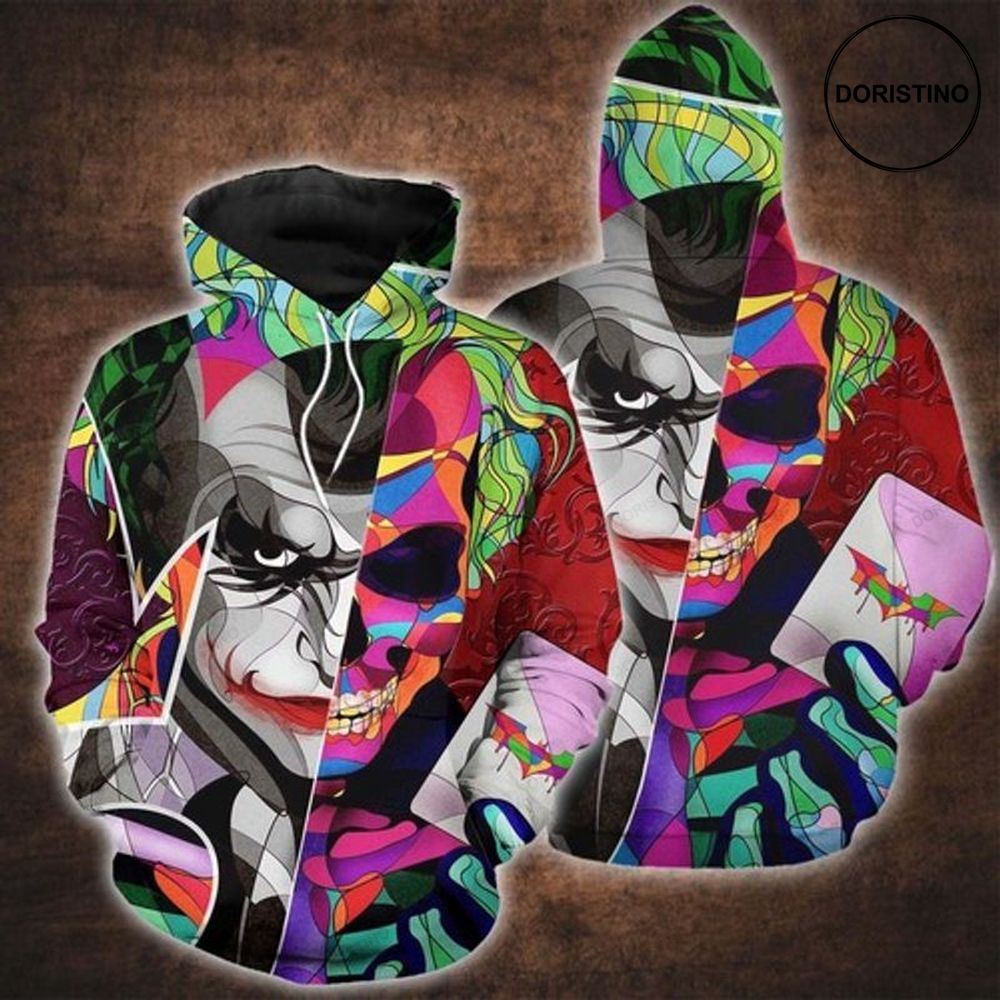Colorful Pattern Joker And Skull Face All Over Print Hoodie