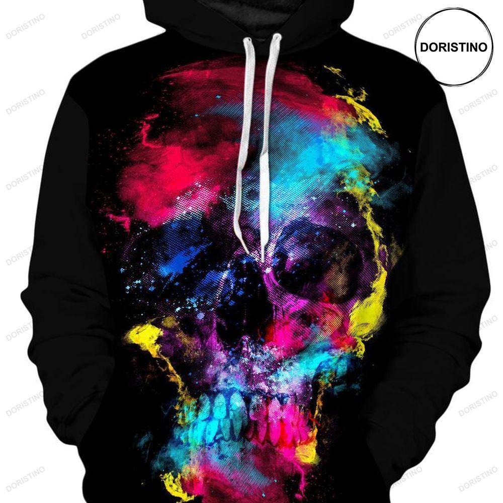 Colorful Skull All Over Print Hoodie