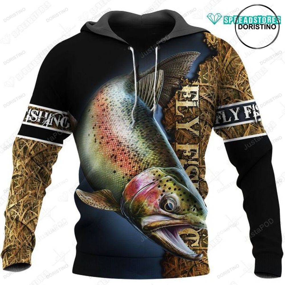 Cool Fly Fishing Art Awesome 3D Hoodie