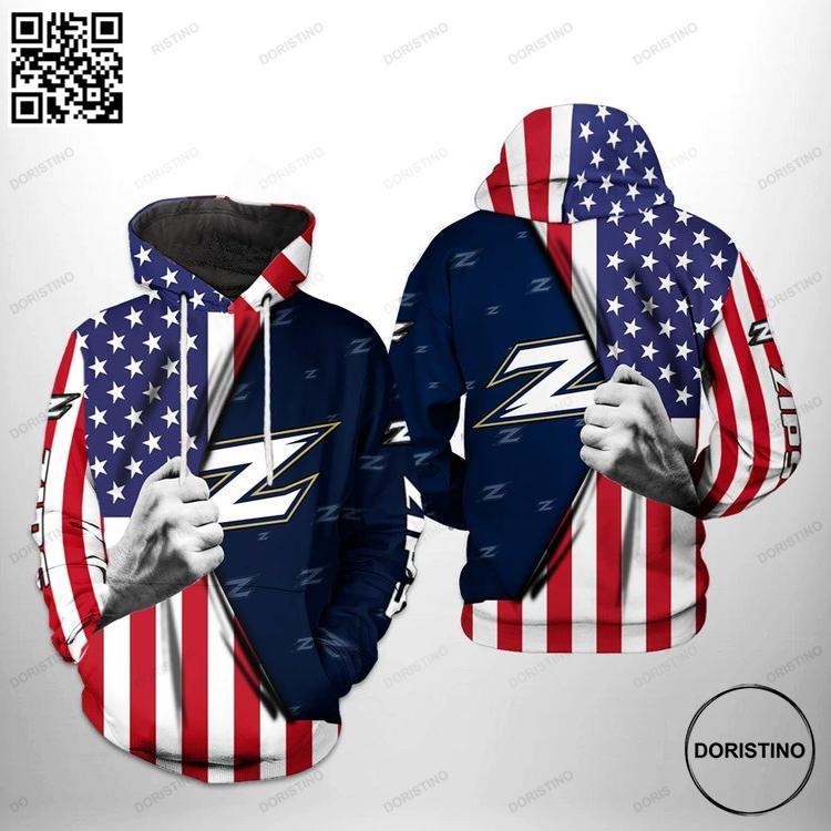 Akron Zips Ncaa Us Flag 3d Printed Zipper Awesome 3D Hoodie