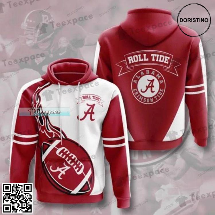 Alabama Crimson Tide Flame Rugby Ball Awesome 3D Hoodie