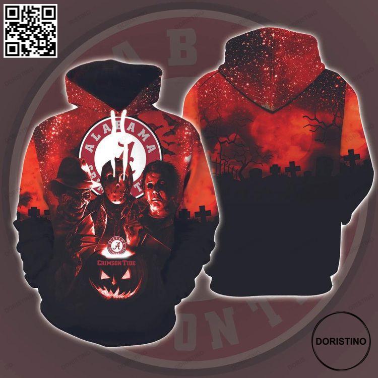 Alabama Crimson Tide Horror Movies Halloween Ed Football Bowl Subdivision Michael Myers Jason Voorhees Awesome 3D Hoodie
