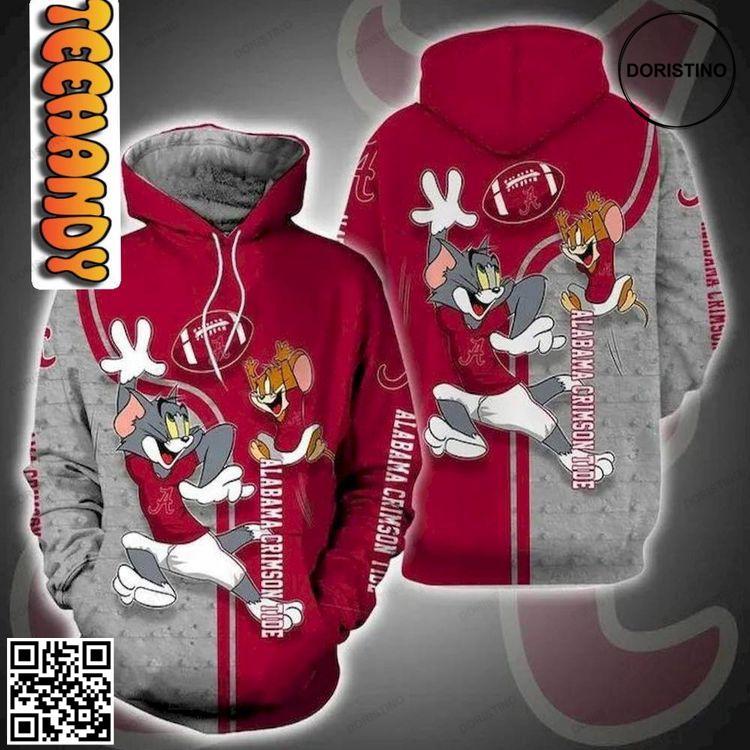 Alabama Crimson Tide Tom And Jerry Awesome 3D Hoodie