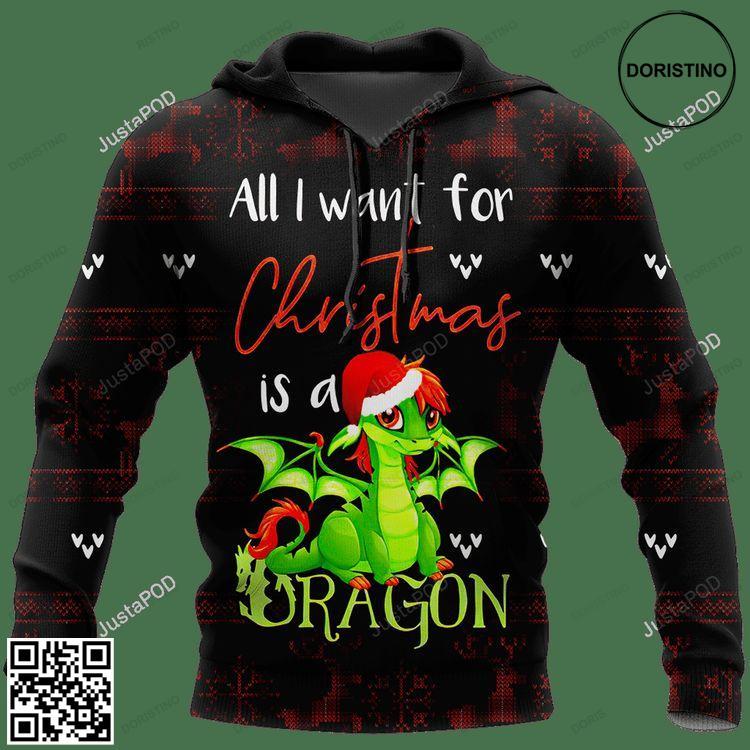 All I Want For Christmas Is A Dragon 3d All Over Print Hoodie