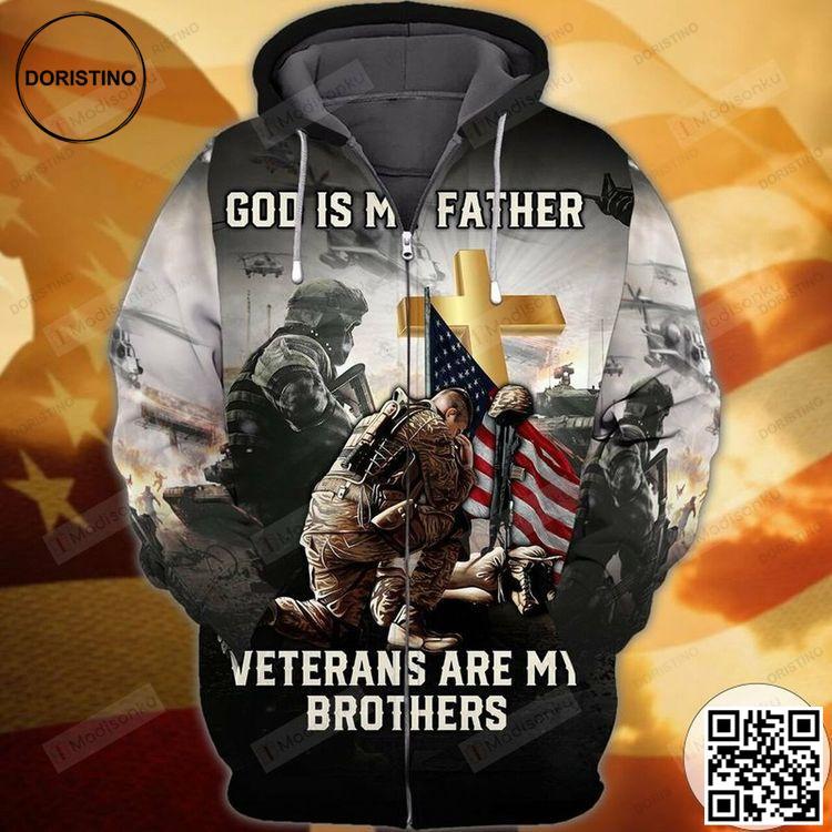 Amazing God Is My Father Veterans Are My Brothers 3d All Over Print Hoodie