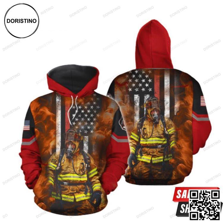 Amazing Red Line Us Fireman Limited Edition 3D Hoodie