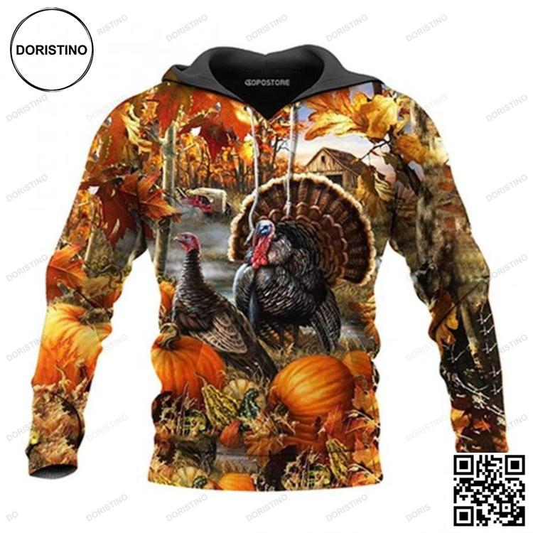 Amazing Turkey Thanksgiving Orange Camouflage 3d Printed Sublimation Awesome 3D Hoodie
