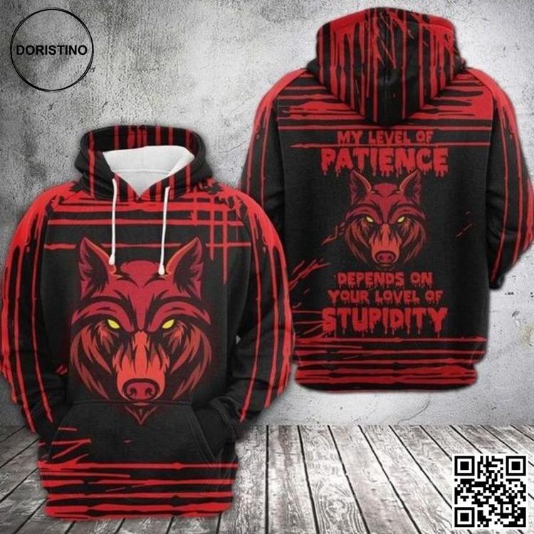 Amazing Wolf Black Red 3d Printed Sublimation All Over Print Hoodie