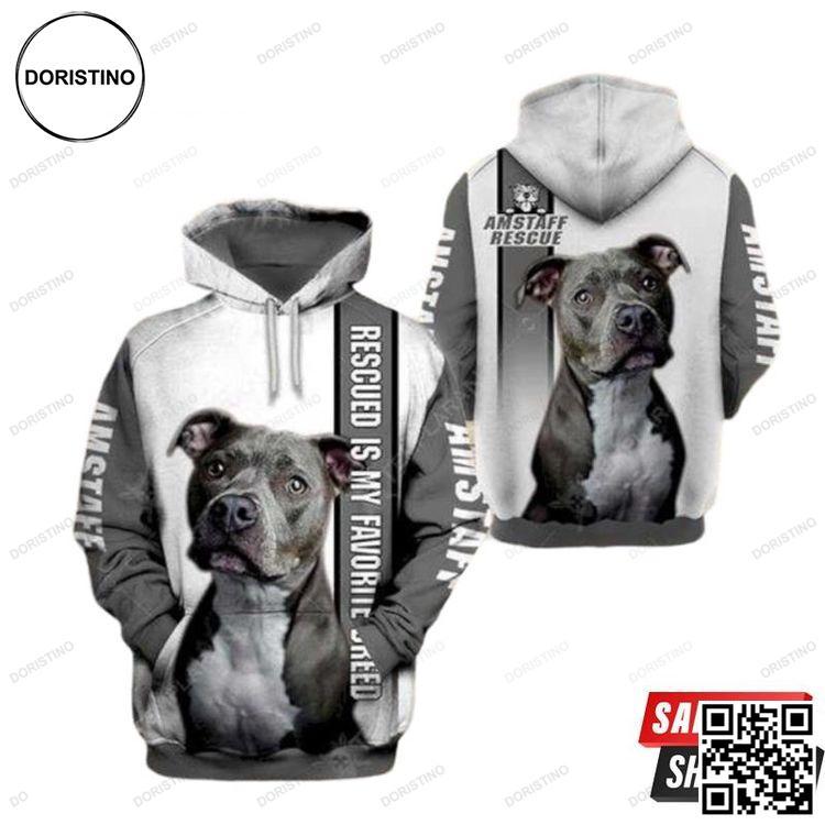 American Staffordshire Terrier Rescued Is My Favorite Breed All Over Print Hoodie
