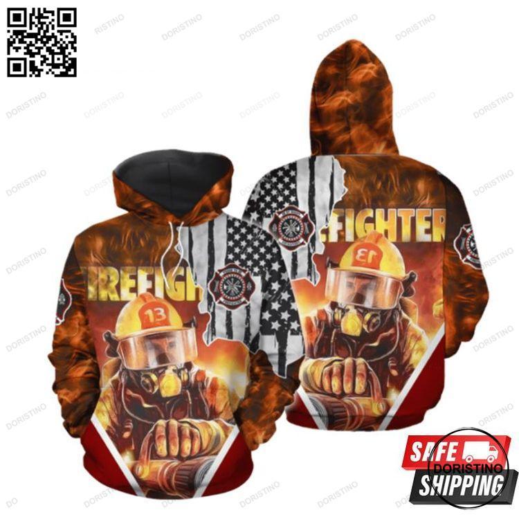 Amzing Us Firefighter All Over Print Hoodie