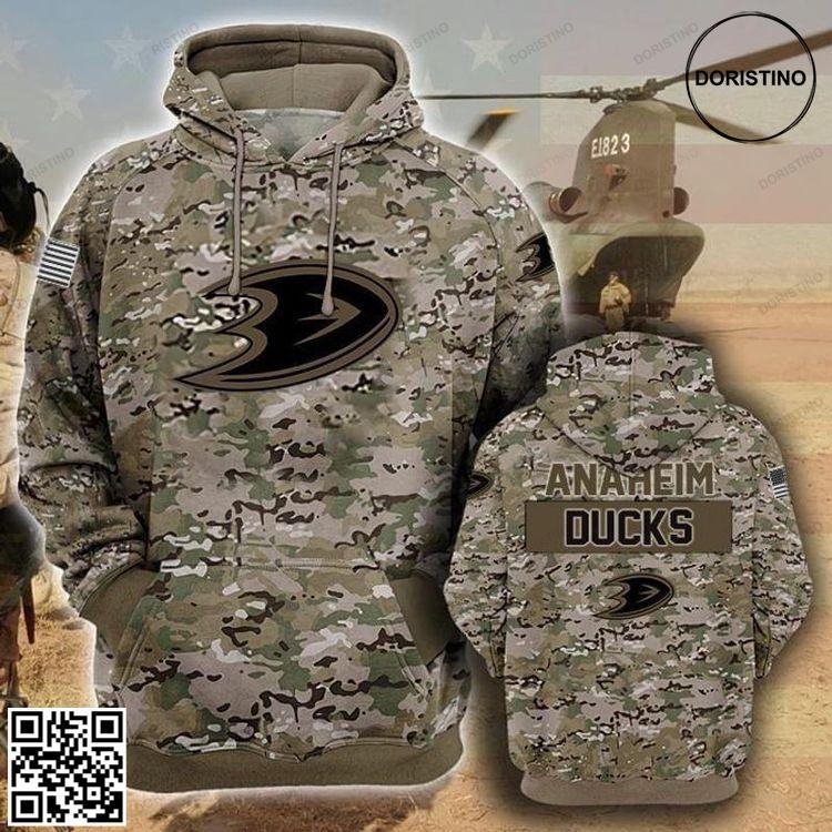 Anaheim Ducks Camouflage Veteran Pullover And Zippered Custom 3d Graphic Printed For Men For Women Limited Edition 3D Hoodie