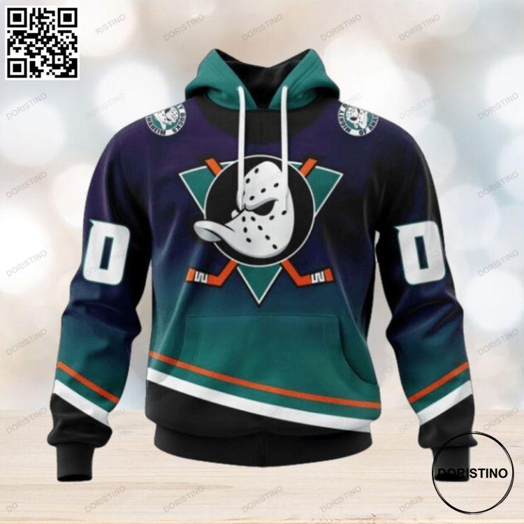 Anaheim Ducks Special Retro Gradient Design Awesome 3D Hoodie