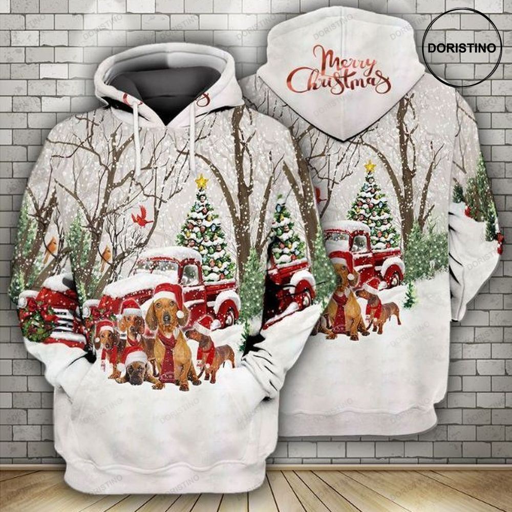 Golden Dog Dachshund Merry Christmas Limited Edition 3d Hoodie