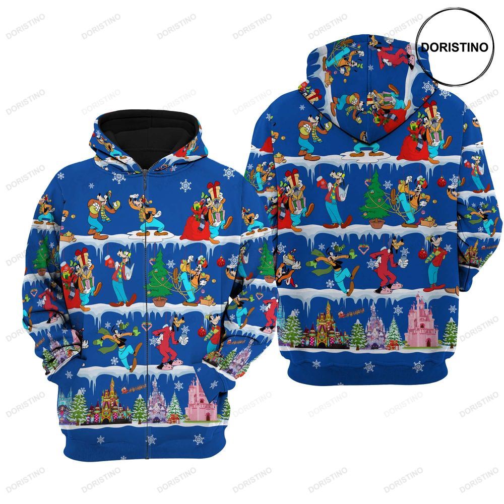 Goofy Dog Christmas Sweat Fleece Stylist Cartoon Graphic Outfits Clothing Men Women Kids Toddlers Awesome 3D Hoodie