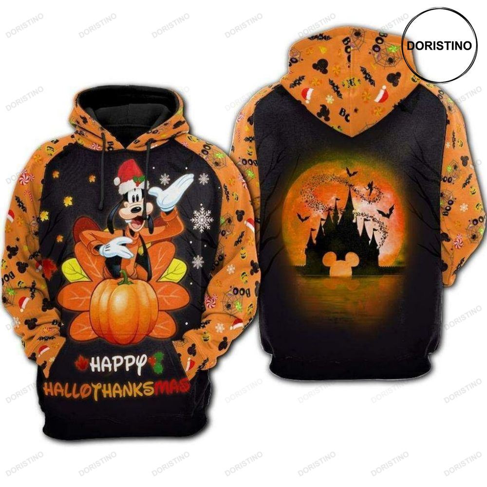 Goofy Happy Hallothanksmas Halloween Thansgiving Awesome 3D Hoodie