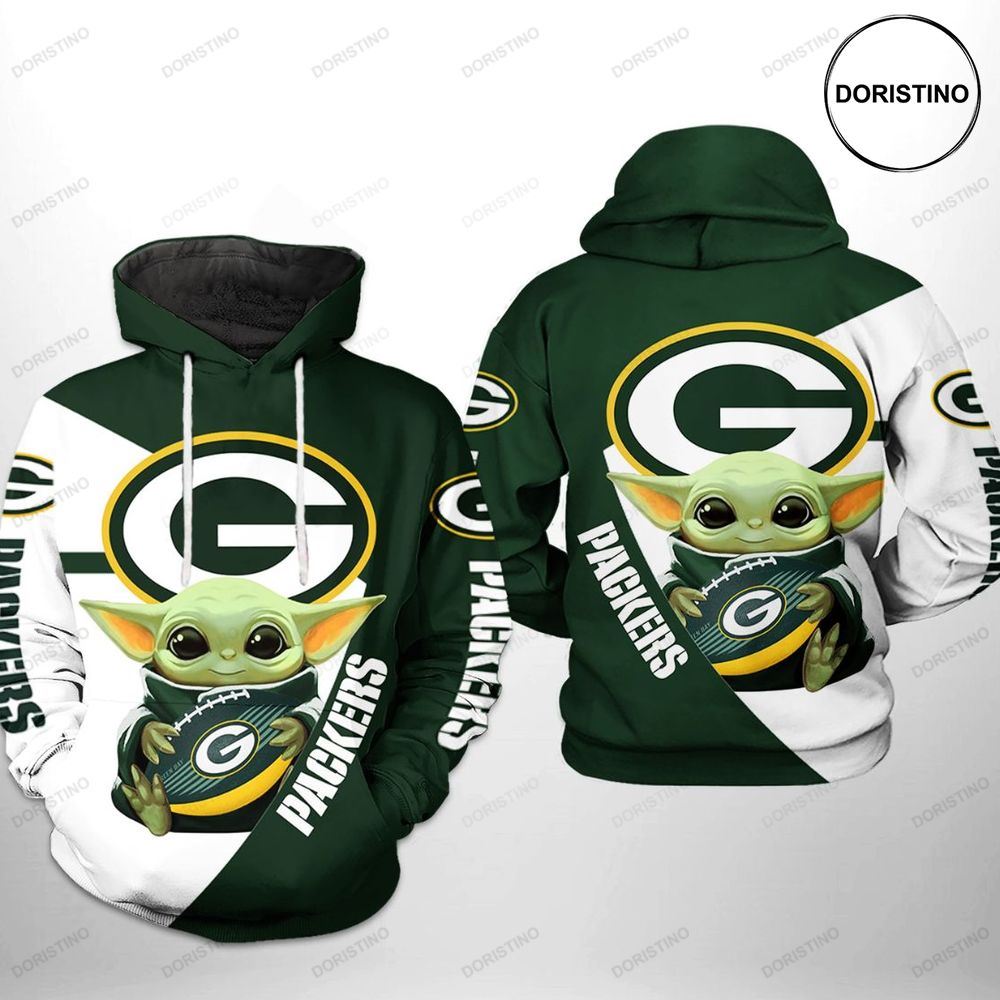 Green Bay Packers Nfl Baby Yoda Team Awesome 3D Hoodie