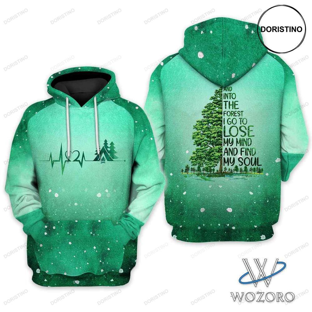 Green Forest Heartbeat Camping Awesome 3D Hoodie