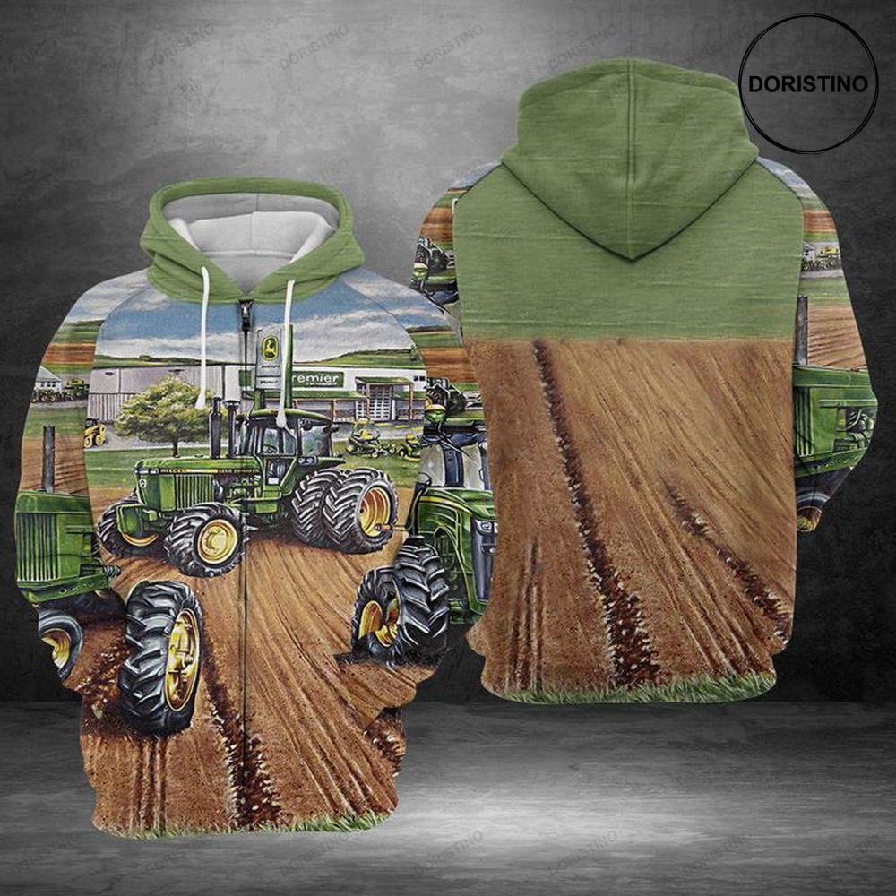 Green Tractor All Over Print Hoodie