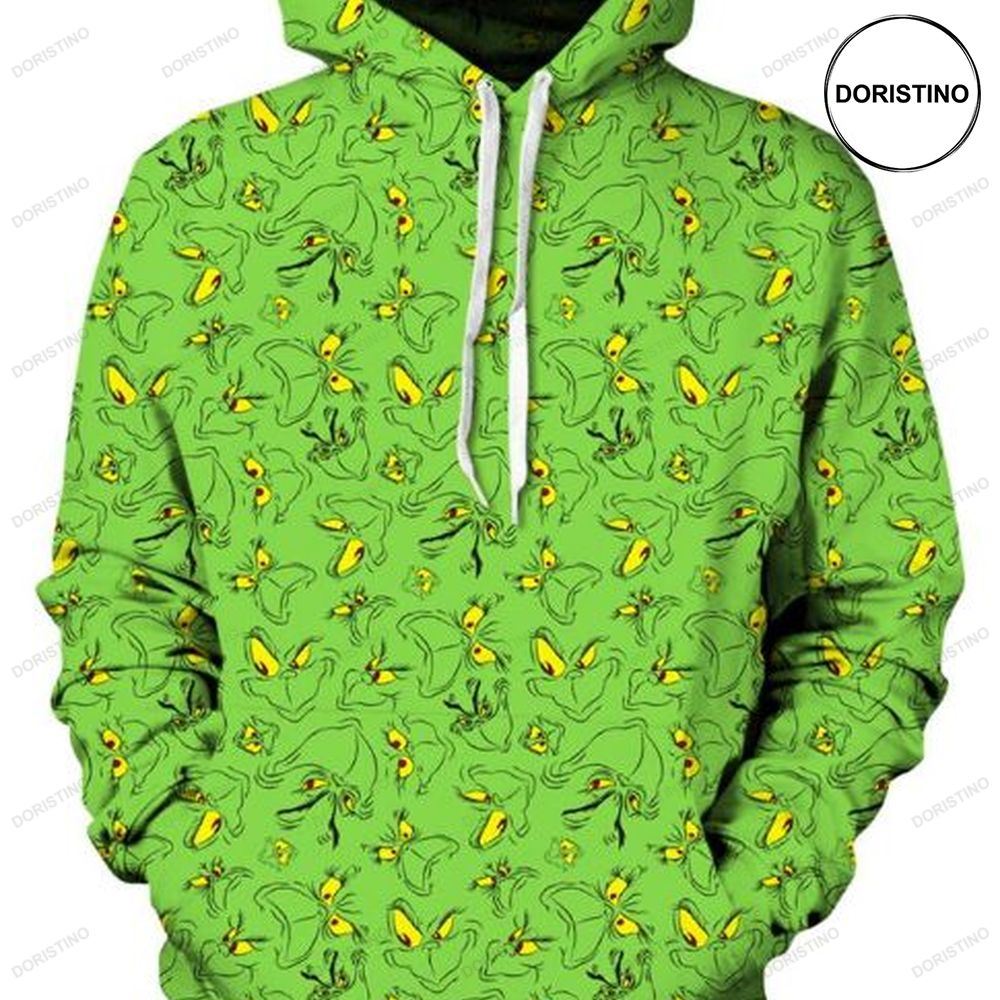 Grinch Faces Pattern And Ped All Over Print Hoodie