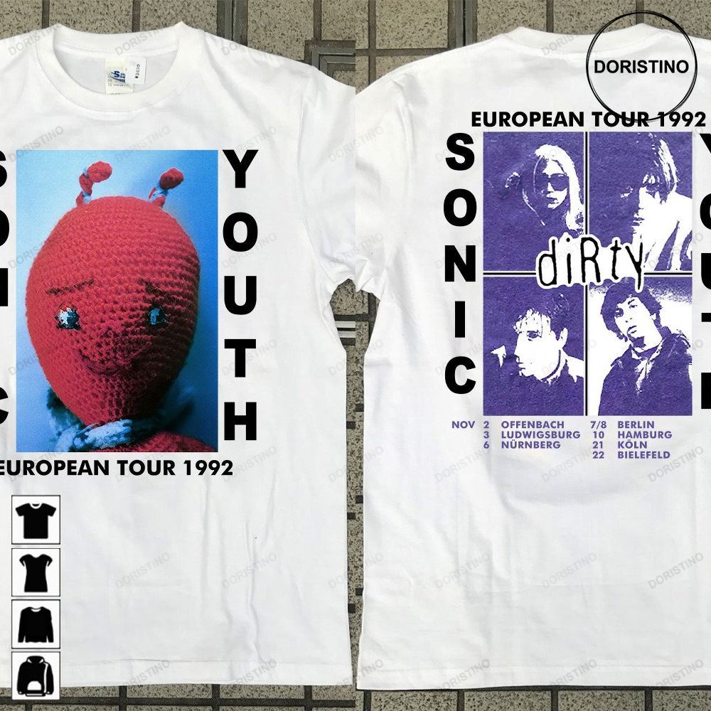 Sonic Youth Dirty European Tour 1992 Sonic Youth European Tour '92 Sonic Youth 90s Sonic Youth Music Tee Awesome Shirts