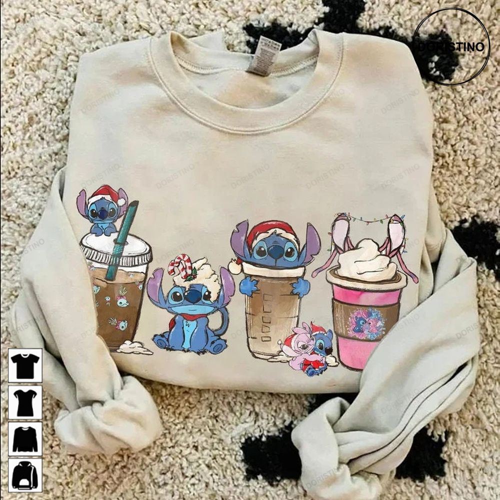 Stitch Coffee Latte Christmas Disney Christmas Awesome Shirts