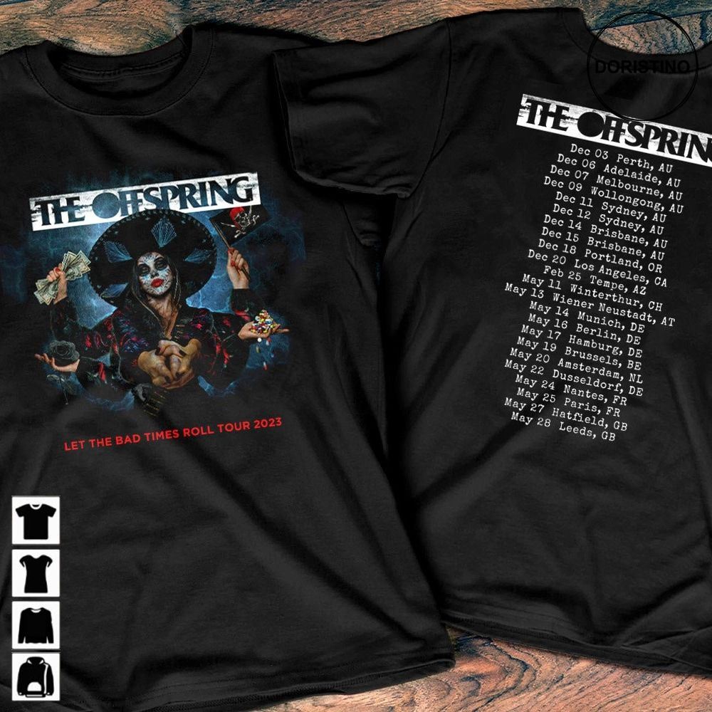 T-shirt Offspring Ride The Bomb Tour - Homme, Noir, Motif Tropical, 100% Coton