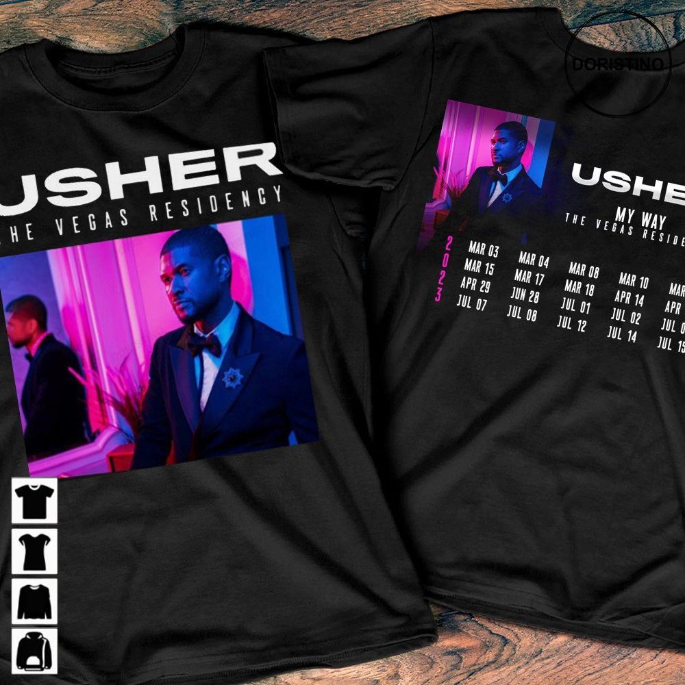 Usher My Way The Vegas Residency Tour 2023 Usher Tour 2023 Usher Rnb Music Concert 2023 Music Tour Gifts Limited Edition T-shirts