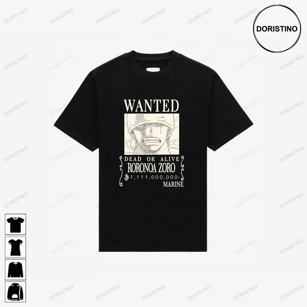 Roronoa Zoro Wanted Poster Japanese Anime Hight Quality Limited Edition T-shirts