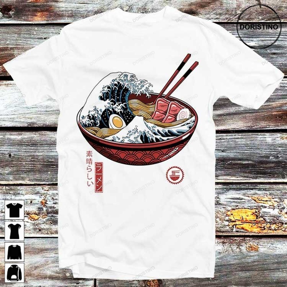 The Great Wave Off Kanagawa Ramen Eggs Bacon Vintage Trending Style