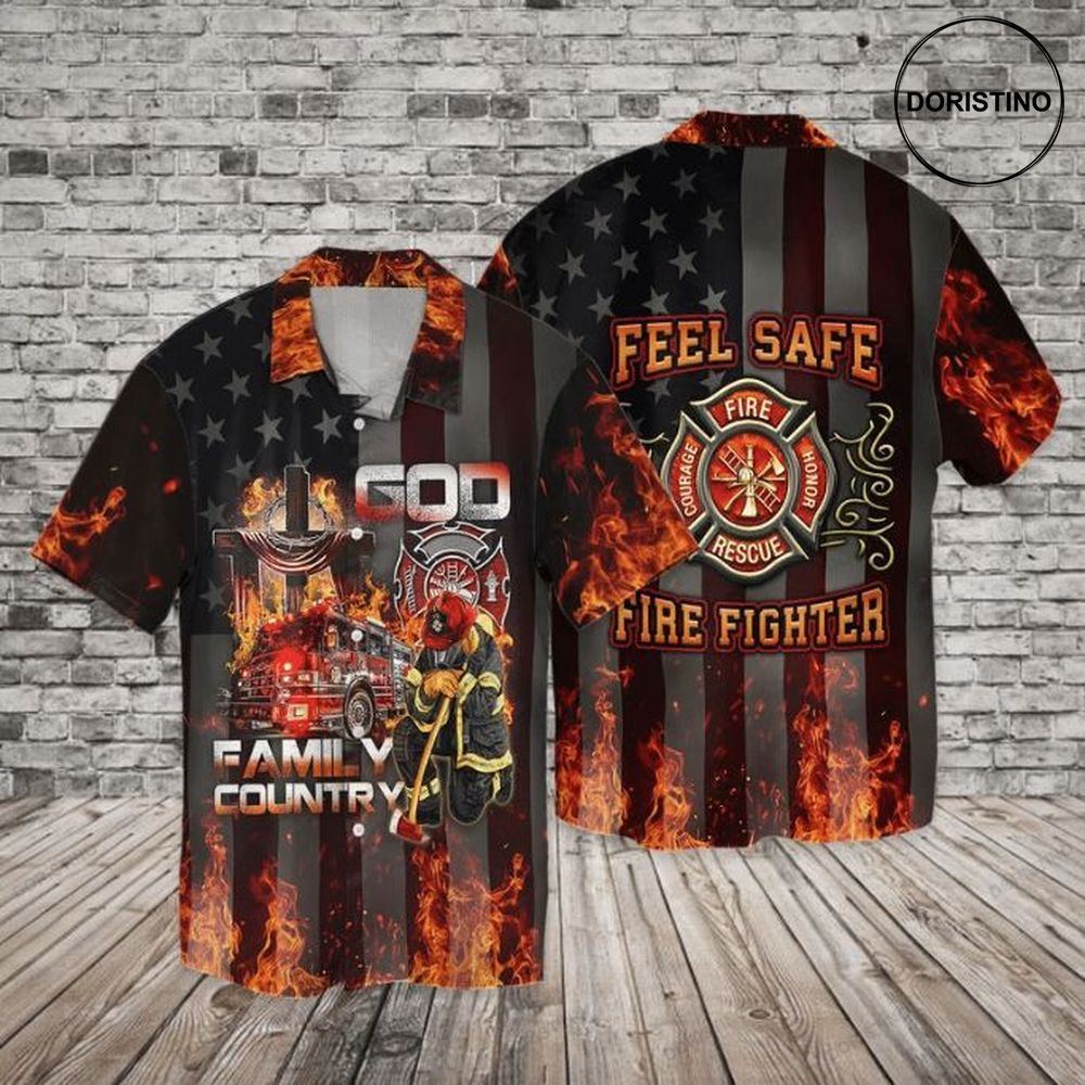 Momerial Day Firefighter God Family County Awesome Hawaiian Shirt