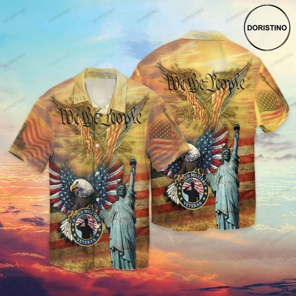 Momerial Day Me The People Proud Military Veteran American Flag Eagle Hawaiian Shirt