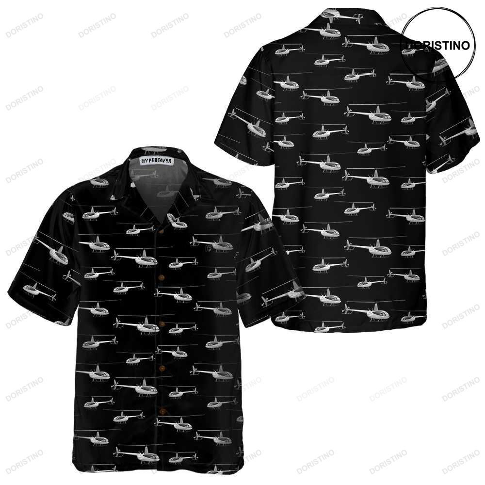 Monochrome Seamless Helicopter Pattern Black And White Helicopter For Men Limited Edition Hawaiian Shirt
