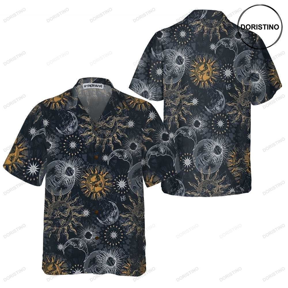 Moon And Sun Space Themed Planet Button Up For Adults Limited Edition Hawaiian Shirt