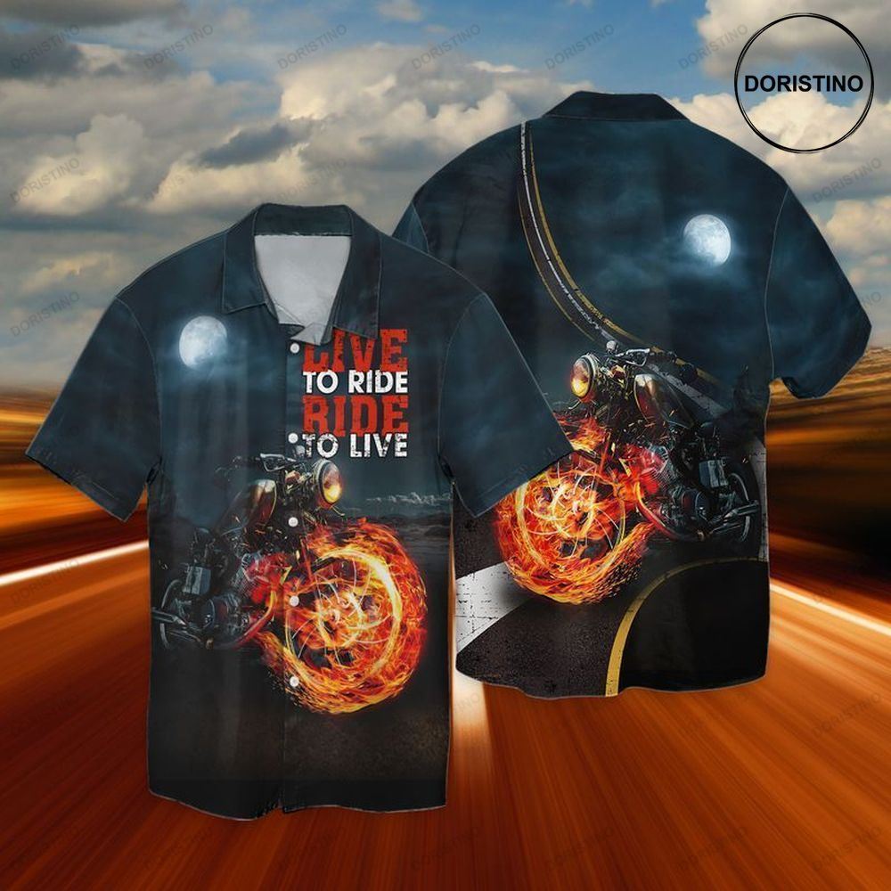 Motorcycle Fire Live To Ride Ride To Love Limited Edition Hawaiian Shirt