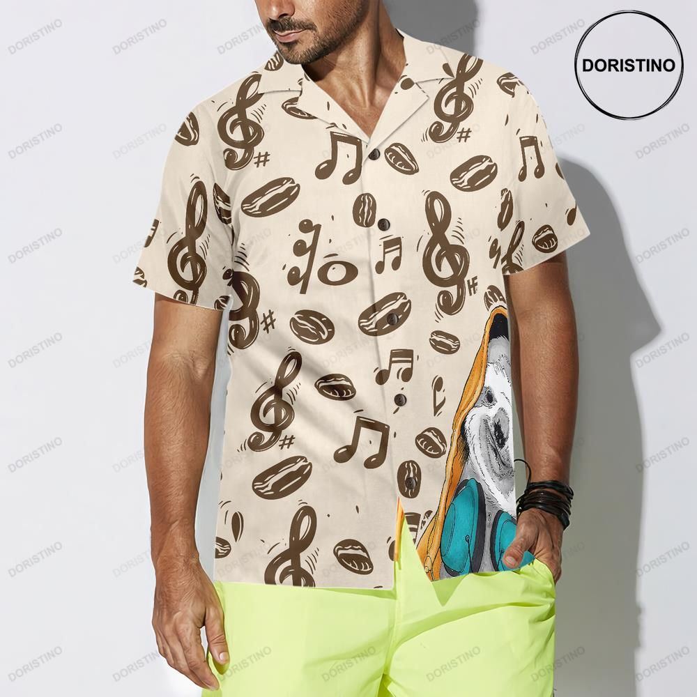 Music Note And Sloth For Men Limited Edition Hawaiian Shirt