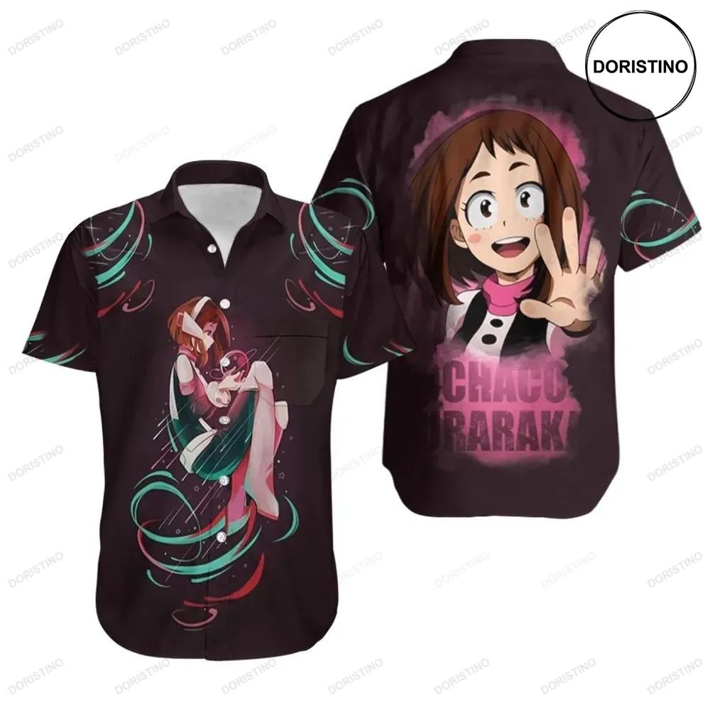 My Hero Academia Ochako Uraraka Pink Black Hawaiian Shirt